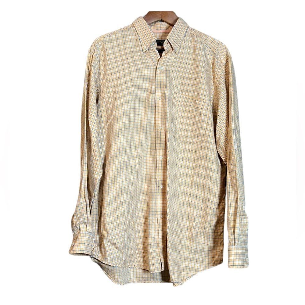 Bobby Jones yellow plaid woven shirt size large